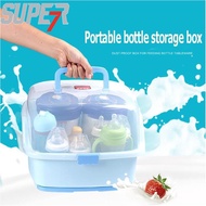 Bottle Drying Drain Rack Portable Sealed Bottle Storage Box with Lid Baby Tableware Storage Box