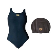 Sam Arena ผู้หญิงชุดว่ายน้ำสีเดียวซิลิโคนหมวกว่ายน้ำชุดสุภาพสตรีชุดว่ายน้ำชิ้นเดียวหมวกว่ายน้ำ