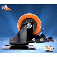 2pcs Bigtool 50mm 30kg PVC Orange Brake Swivel Castor Wheels  Trolley Caster Fur