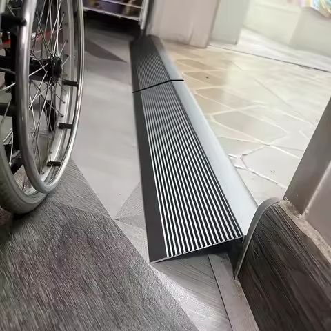 2 Pcs 17.72" Modular Wheelchair Ramp, Lightweight Aluminum Anti-Slip Ramp, Easy Clean For Robot Vacu