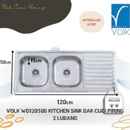 BOOM SALE TERMURAH VOLK WD12050B KITCHEN SINK BAK CUCI PIRING 2 LUBANG