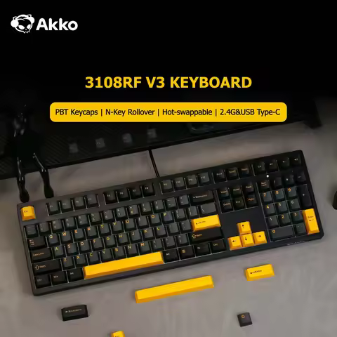 Akko 3108 V3 Mechanical Keyboard 100% Full Size RGB Cherry/MOA Profile Keycaps 2.4GHz & Wired Dual-m