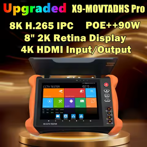 TOP Full Function X9-MOVTADHS Pro PoE++ 90W 8 inch 2K Retina Screen 8K H.265 IP Camera CCTV Tester M