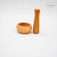 Mini mortar and pestle, wooden mortar and pestle set