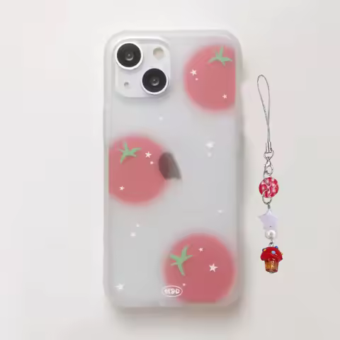 Korean Ins Simple and Cute Cartoon Tomato Girl Phone Case For iPhone 17 16 E 15 14 13 12 11 Pro XR M