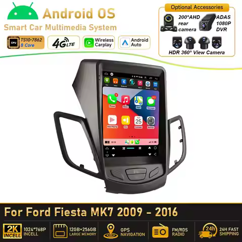 Android 16 Multimedia For Ford Fiesta MK7 2009 - 2016 Auto Radio Stereo Head Unit No 2din DVD Stereo