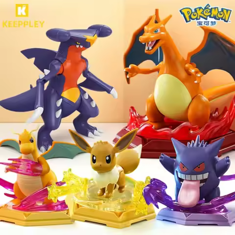 Keeppley Building Blocks Pokemon Toys Greninja Gengar Ornaments Pikachu Eevee Charizard Assembly Mod