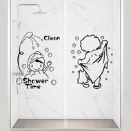 Ready stock #Creative Toilet Bathroom Bathroom Glass Door Sticker Household Bath Shower Room Sliding