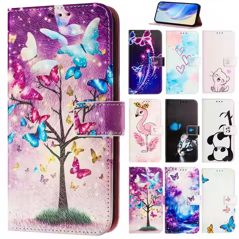 Cartoon Flip Case for Funda TCL 50 LE 505 501 403 40 XL 30 SE 30T 405 40R 20R 306 305 STYLUS 5G Case