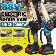 6 Inch 88V 3000W Mini Electric Cordless Chainsaw Optional 2Pcs Battery Woodworking Pruning Chainsaw