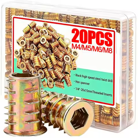 M4/M5/M6/M8 Threaded Insert Nut E-nut Kit Flush Nut Inserts Wood Bolt Furniture Headless Screw Hardw