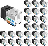 25-Pack CAT5e Keystone Jack – 8 Conductor RJ45, T568A/B Wiring, 110 IDC with Dust Cover, Black