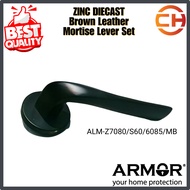 ARMOR Zinc Diecast Brown Leather Mortise Leverset (ALM-Z7080/S60/6085/MB)