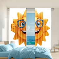 2pcs, 2D flat printing Drapes sun Protecting Privacy Family Party Perfect for Holiday Decorations be