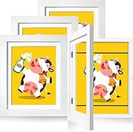 LaVie Home 10x12.5 Kids Art Frame 4 Packs White Art Frame for Kids Artwork Changeable- Displays 8.5x11 With Mat and 10x12.5 Without Mat, Horizontal and Vertical Wall Mount for Children Art Projects
