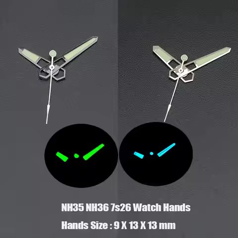 NH35 Watch Hands Blue Green Luminous Pointer Replace Parts Fits for Seiko NH35 4R35 4R36 7S26 Automa