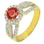 Parichat Jewelry แหวนทองคำแท้18K หรือทอง90 ฝังพลอยแซฟไฟร์แท้สีแดง น้ำหนัก 0.97 กะรัต ล้อมเพชรแท้เบลเยี่ยม ดีไซน์หรูหราสวยงาม ขนาดไซส์ 6.5/53