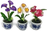3pc Miniature Flower Clay Dollhouse Fairy Garden Mini Plant Trees Ceramic Paint Furniture Bundles Ar