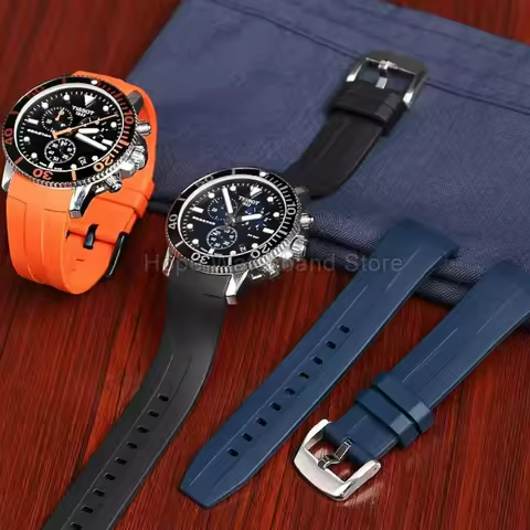 Sweat Resistant Flexible Durable Curved Interface Watch Bracelet for Tissot SEASTAR T120417A Dainty 