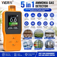 YIERYI Ammonia Gas Detector NH3 0-100PPM Portable NH3 Monitor with Alarm Temperature Humidity Meter 