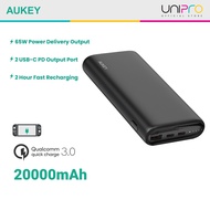 AUKEY PB-Y37 65W PD Dual USB C Port with 20000mAh Powerbank for Notebook, iPhone, Ipad, Nintendo Swi