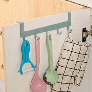 DDS - 【單個】廚櫃背門式5連掛鉤浴室鐵藝掛鉤 免打孔廚房櫥櫃門後掛鉤置物架(隨機顏色) #DDS