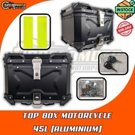 TOP BOX MOTORCYCLE ALLOY ALUMINIUM 45L SINGLE LOCK WITH BRACKET BOX MOTOR 45L SINGLE LOCK SEKALI BRA