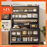 SIV Rolling Microwave Stand with Pegboard Organizer – Heavy Duty Kitchen Baker’s Rack with Shelves &
