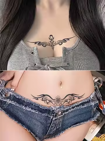 8pcs Succubus Waterproof Temporary Tattoo, Lasting 1-2 Weeks, for Abdomen and Waist, Realistic Semi-