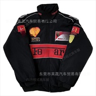 American Team Embroidered Cycling Jersey Cotton Jacket Hip Hop Motorcycle F1Retro Autumn Winter Jack
