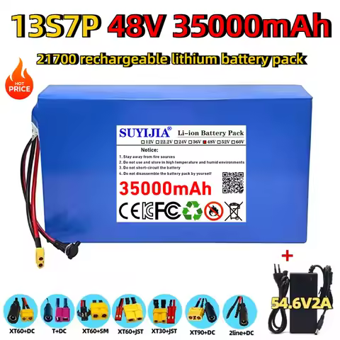 NEW 48V 35Ah 35000mAh 13s7p 21700 Lithium Battery Pack 1200w 1440w Built in BMS For Electric Tool La