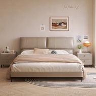 QZFLeather Bed Suspended Bed Master Bed Modern Simple Solid Wood Light Luxury Bed Double Bed