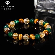 Jingdong Jewelry 7A Natural Yellow Tiger Eye Stone Green Agate Citrine Mixed String Bracelet Fashion