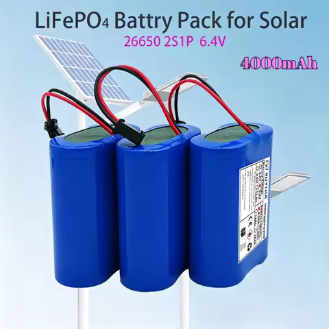 6.4V LiFePO4 Battery Pack 4000mAh Built-in BMS 26650 2S1P Cell Lithium Iron Phosphate for Solar Ligh