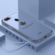 Maple Case OPPO A5S F9 F9 PRO A12 A7X A7 A11k R 2 R 2 PRO softcase Silicone Leaf Motif BONUS Strap