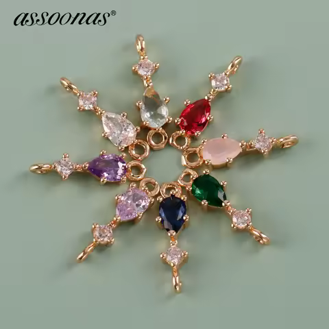 assoonas,KC gold plated,jewelry accessories,M921,diy zircon pendant,jump ring,jewelry making,diy ear