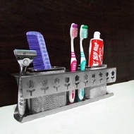 不鏽鋼雙籃大牙刷架，六孔特強收納性設計，置物架、收納架、牙刷籃