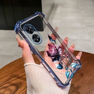 【 Rose 】Casing OPPO A17 A18 A38 4G A97 phone case Anti drop four corner silicone transparent case fo