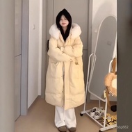 Solid Color Mid-Length Cotton-Padded Jacket Autumn Winter Korean Version Hooded Design Feeling Warm 