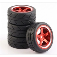 RC Rim105-6087 Aluminum Wheel Rims & Rubber Tires  For 1:10 HSP HPI Wltoys SAKURA D3 TT01 TT02 Dmax 