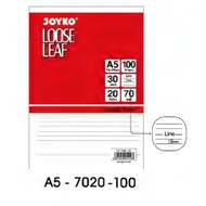 Loose Leaf Joyko A5 Line 100 sheets A5-7020-100 / A5 Binder Refill Paper 100 sheets Line