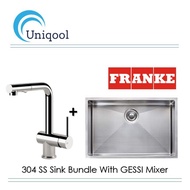 FRANKE SS304 690MM Single Bowl Sink Bundle With GESSI Pull-Down Mixer Tap