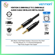 VENTION 3.5mm MALE TO 2.5mm MALE AUDIO CABLE 2m BLACK METAL BALBH