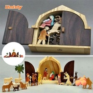 UMISTY Wooden Jesus Puzzle Statue, Wooden Portable Christmas Nativity Figurines, Christmas Decor Cupboard Birthday Present Gifts Jesus Birth Home