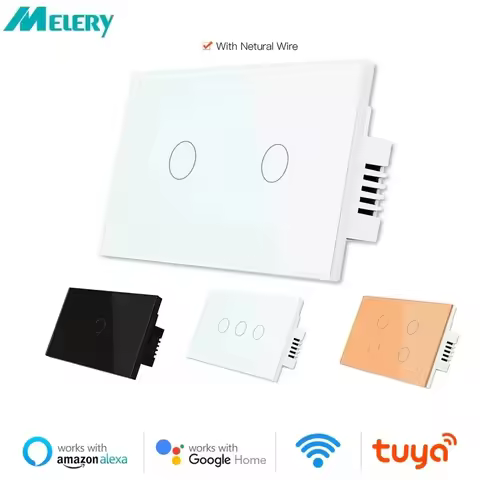 Melery Wifi Smart Light Switch 1/2/3/4 gang Glass Wall Touch Sensor 2/3 Way Wireless Remote Control 