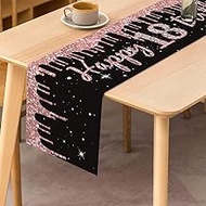 Happy 18th Birthday Table Runner, 18th Birthday Kitchen Dining Table Decoration for Girls, 18th Birt