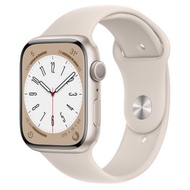 Apple Watch S8 GPS ; 45mm 星光色鋁金屬錶殼搭配星光色運動型錶帶 _ 台灣公司貨 ＋ 【錶貼＋錶套】