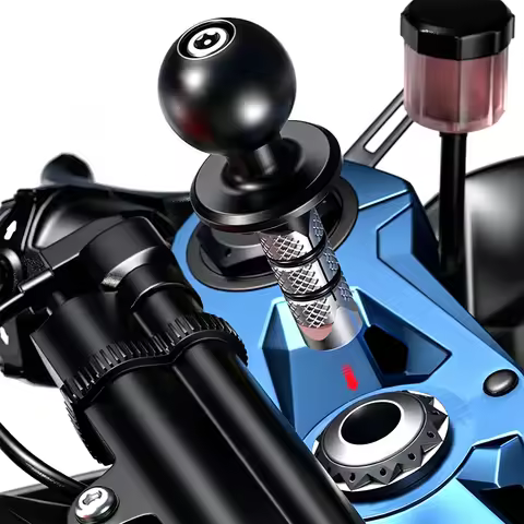 Metal Motorcycle Fork Stem Mount Base with 1'' 25mm 17mm TPU Ball for Stem Holes 12mm to 25.4mm in D