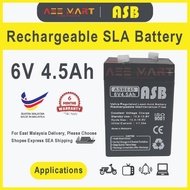 ASB 6V 4.5 Ah Rechargeable Back Up Sealed Lead Acid VRLA Battery Auto gate Toy Motor UPS Alarm CCTV 