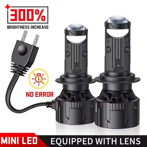2PCS H4 H7 LED Headlight 6500K Left-Hand Drive 90W Headlight Mini Lens Projector Headlig ht Turbofan